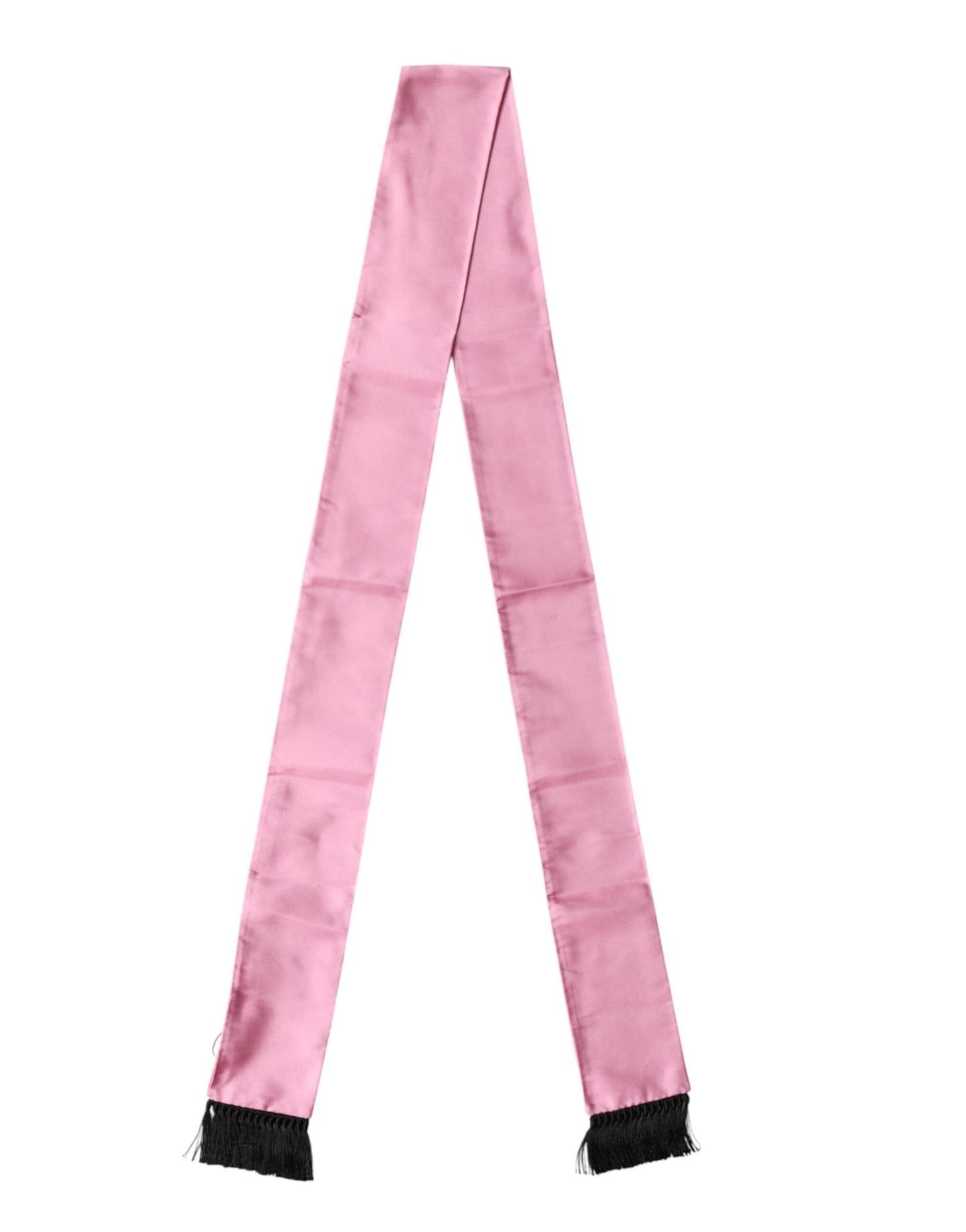 Dolce & Gabbana Pink Silk Fringes Neck Wrap Foulard Scarf Dolce & Gabbana