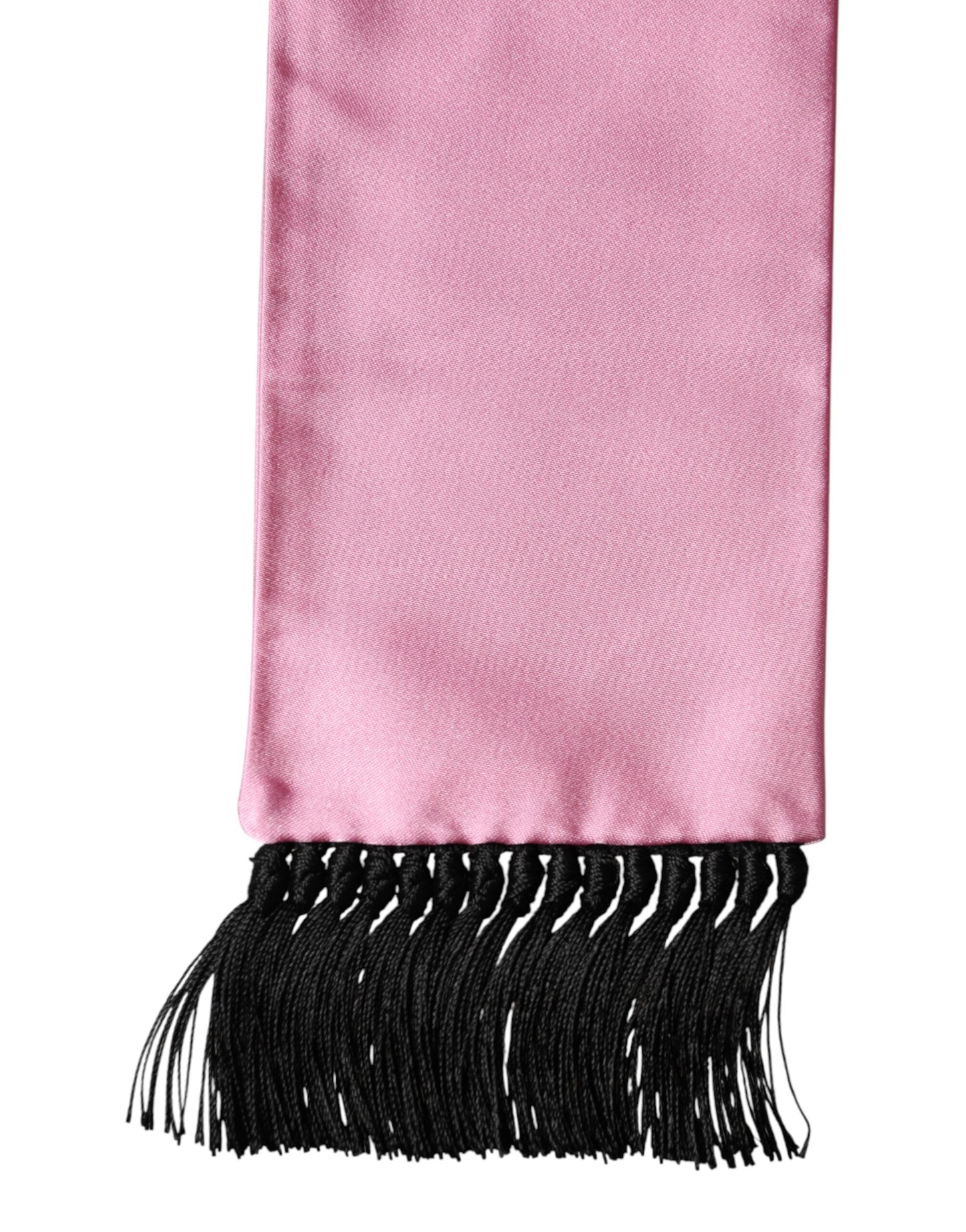 Dolce & Gabbana Pink Silk Fringes Neck Wrap Foulard Scarf Dolce & Gabbana