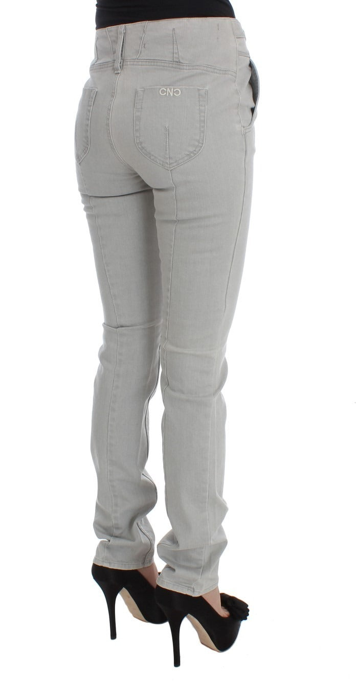 Costume National Pants Gray Cotton Blend Super Slim Fit Jeans Costume National