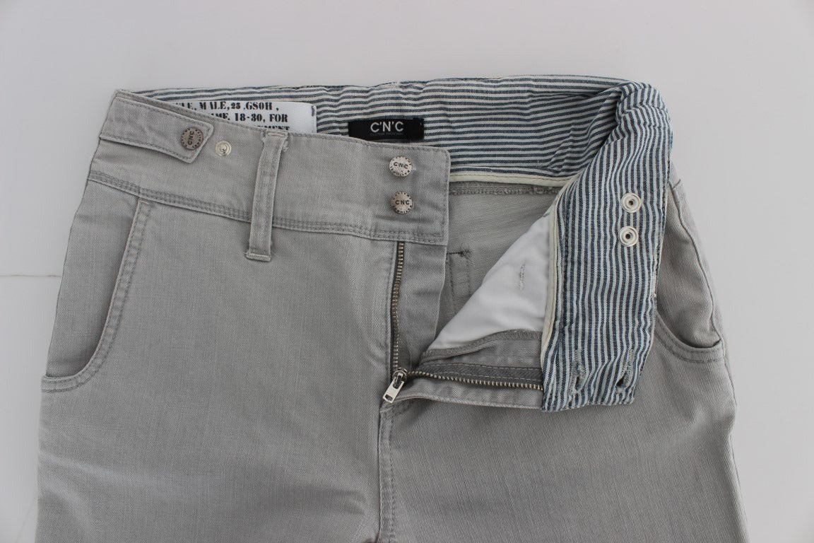 Costume National Pants Gray Cotton Blend Super Slim Fit Jeans Costume National