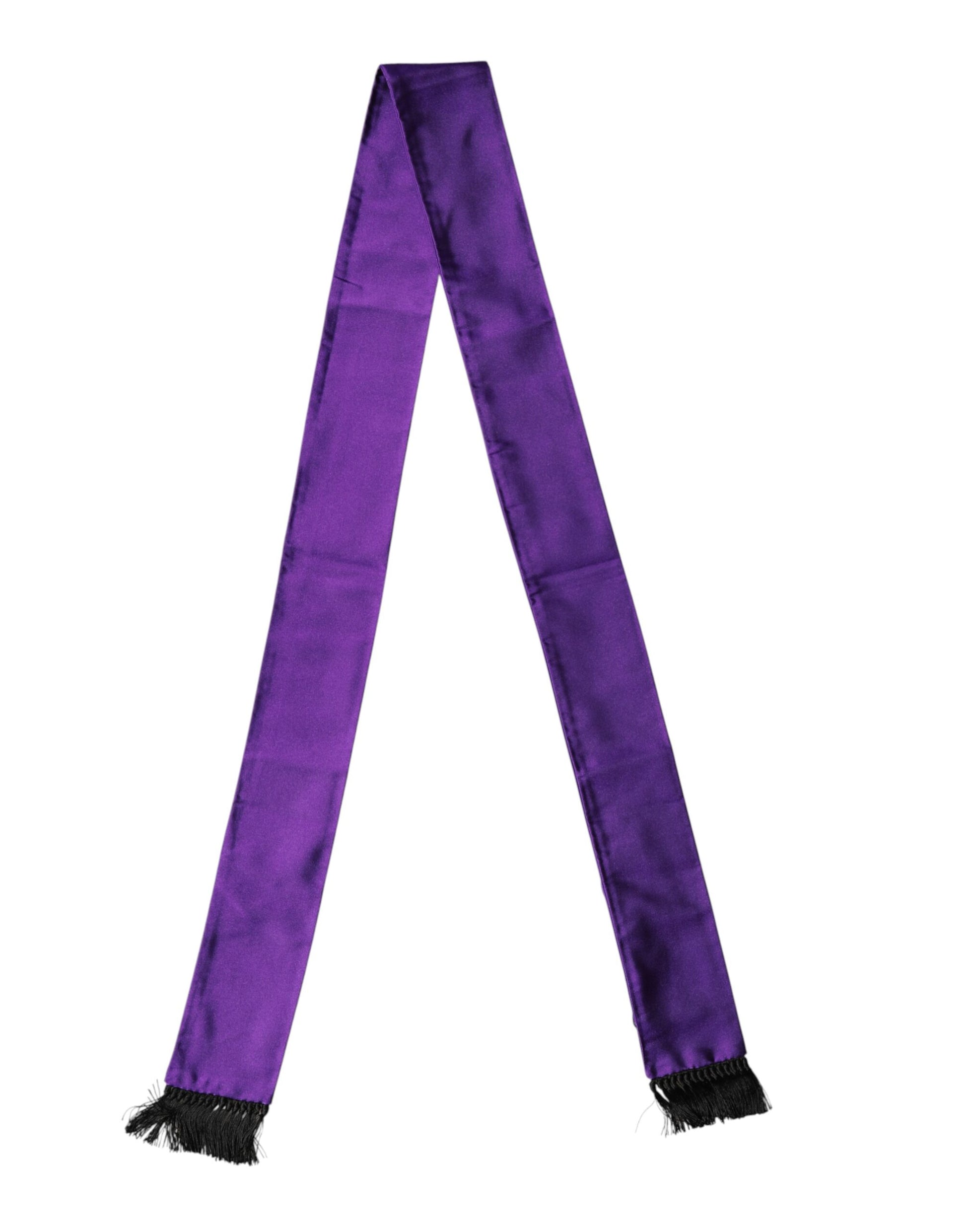 Dolce & Gabbana Violet Silk Fringes Neck Wrap Foulard Scarf Dolce & Gabbana