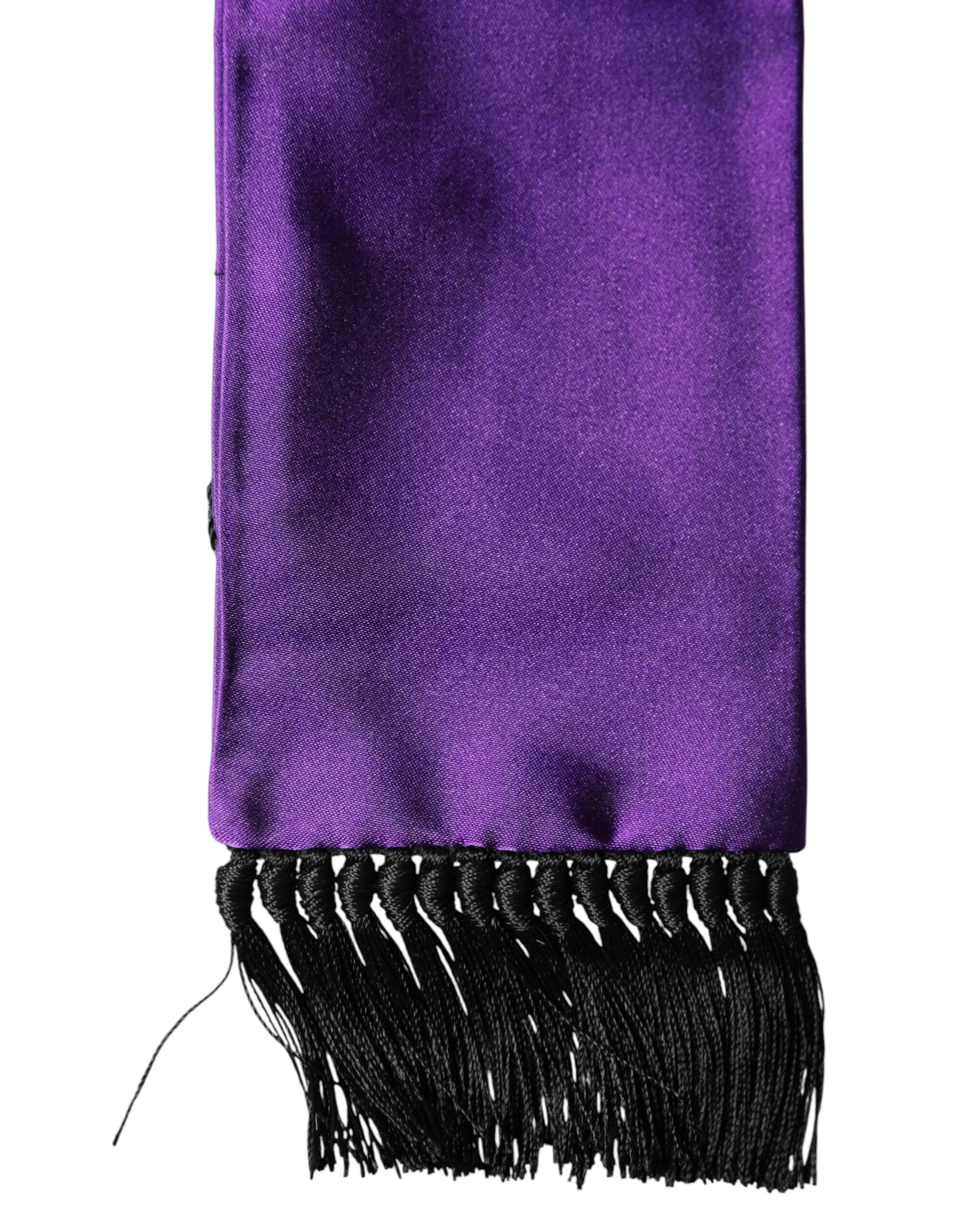 Dolce & Gabbana Violet Silk Fringes Neck Wrap Foulard Scarf Dolce & Gabbana