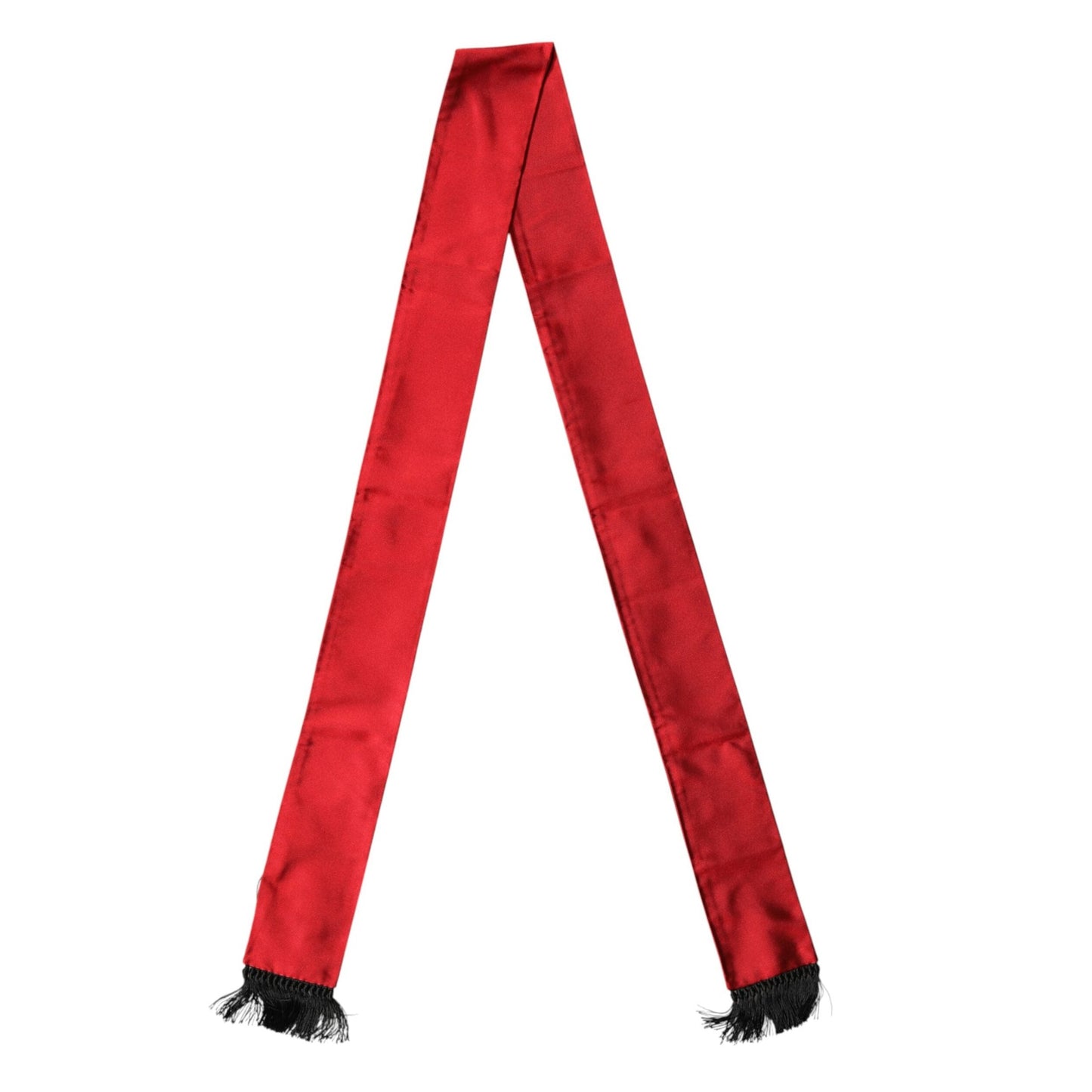 Dolce & Gabbana Red Silk Fringes Neck Wrap Foulard Scarf Dolce & Gabbana
