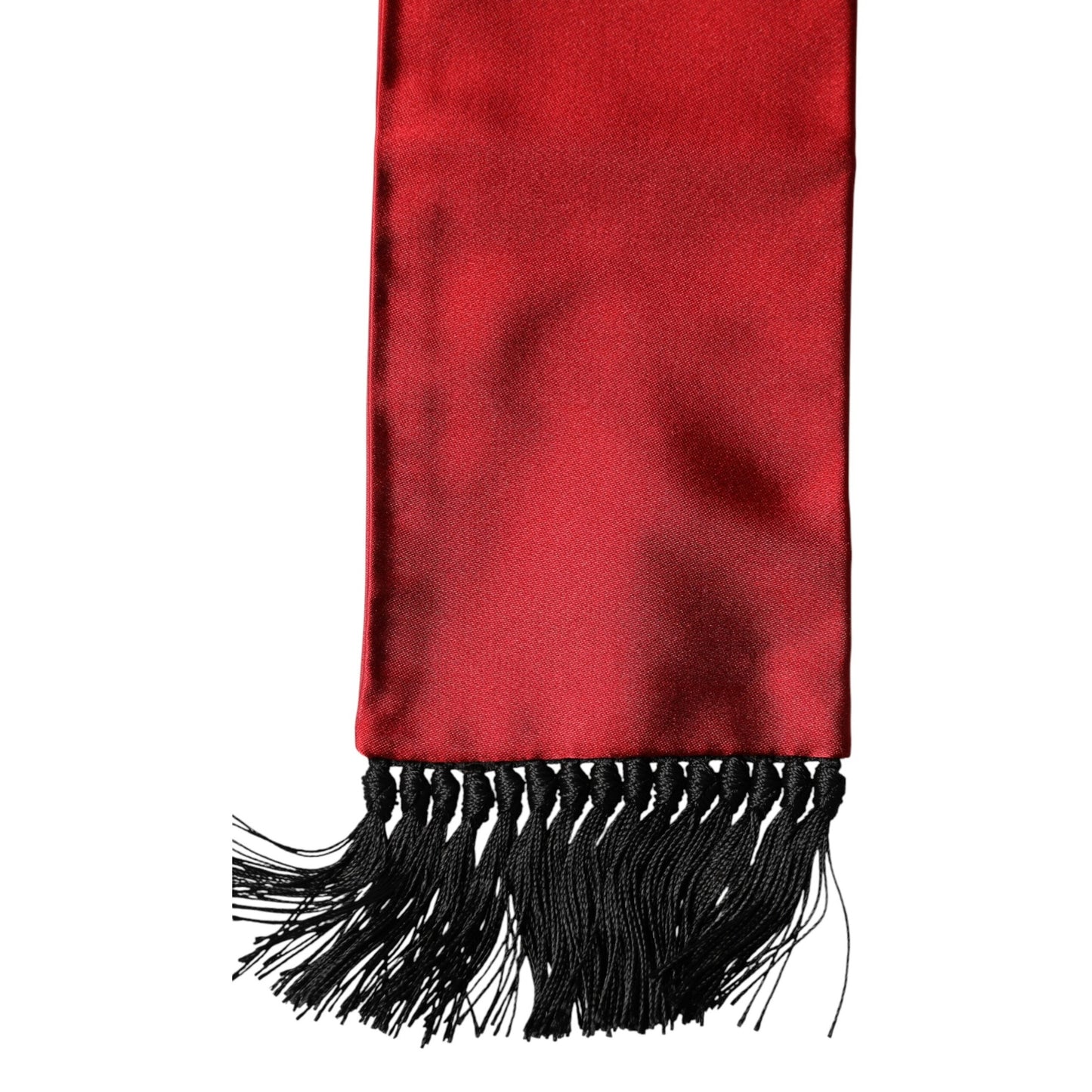 Dolce & Gabbana Red Silk Fringes Neck Wrap Foulard Scarf Dolce & Gabbana