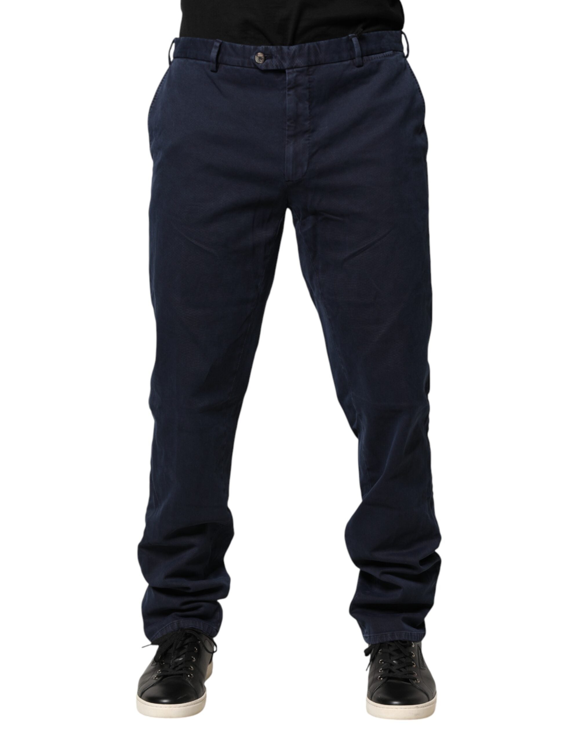Santaniello Dark Blue Mid Waist Skinny Chino Trouser Pants Santaniello