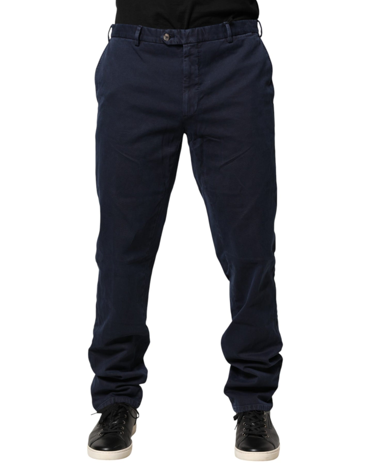 Santaniello Dark Blue Mid Waist Skinny Chino Trouser Pants Santaniello