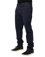 Santaniello Dark Blue Mid Waist Skinny Chino Trouser Pants Santaniello