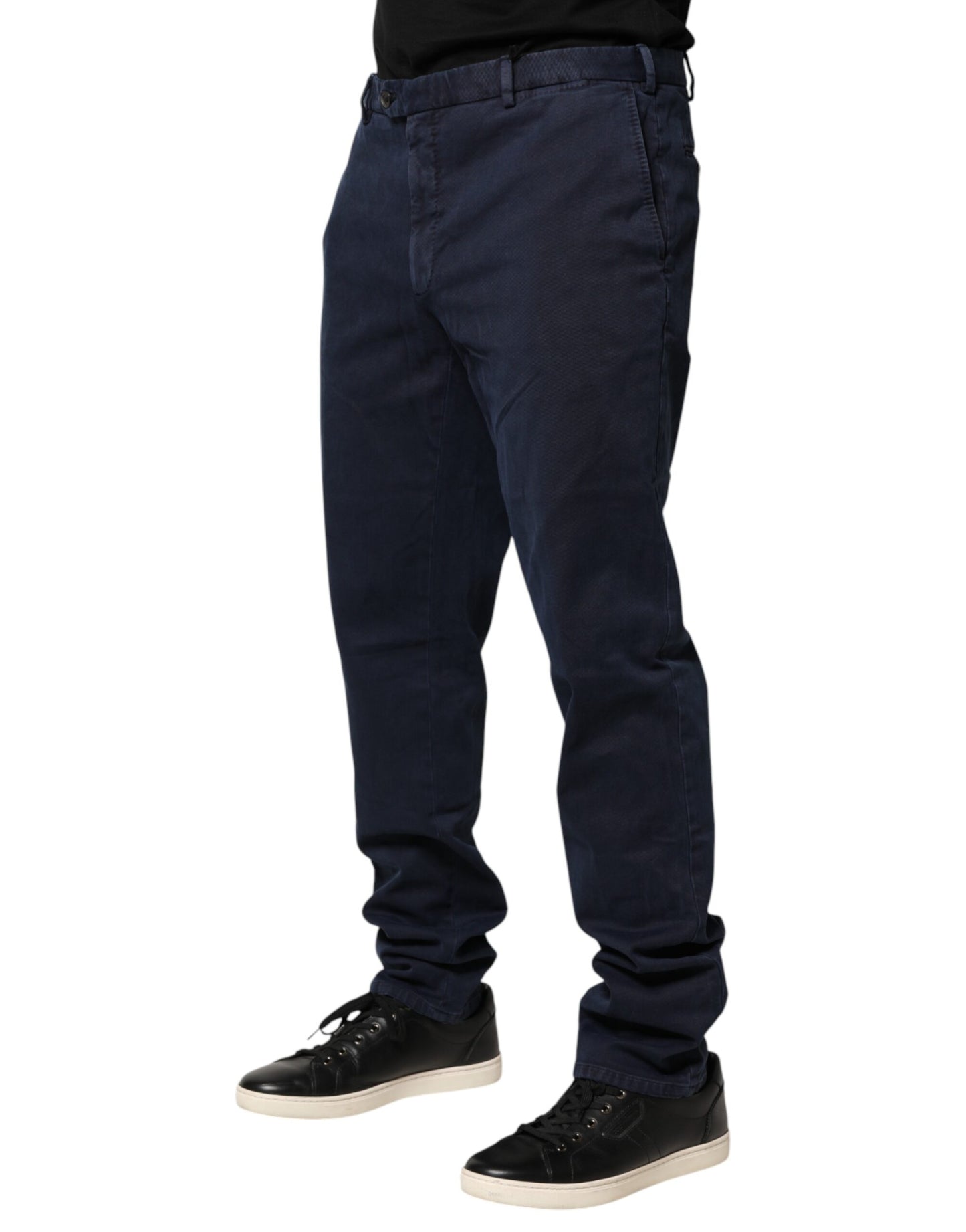 Santaniello Dark Blue Mid Waist Skinny Chino Trouser Pants Santaniello