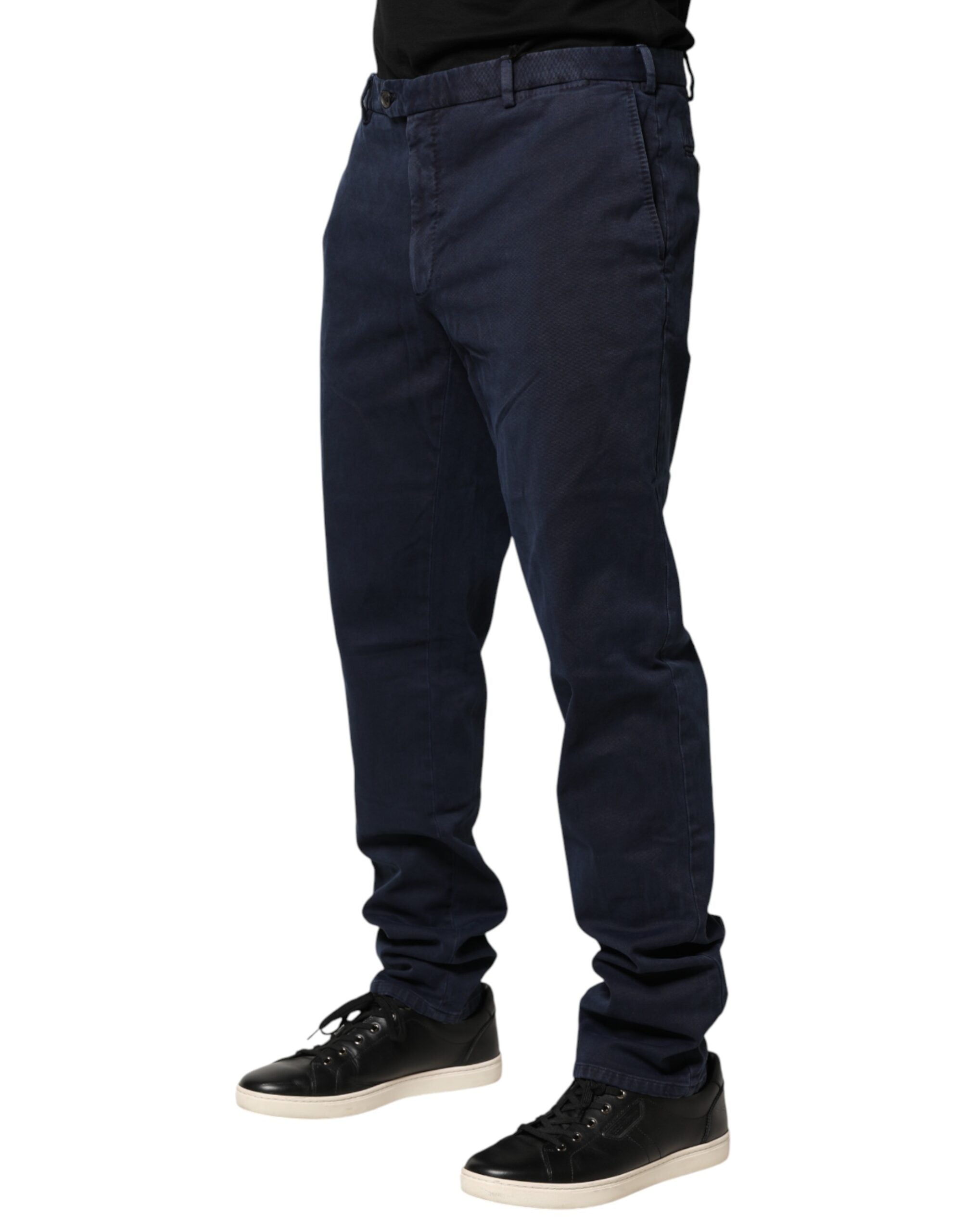 Santaniello Dark Blue Mid Waist Skinny Chino Trouser Pants Santaniello