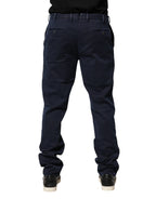 Santaniello Dark Blue Mid Waist Skinny Chino Trouser Pants Santaniello