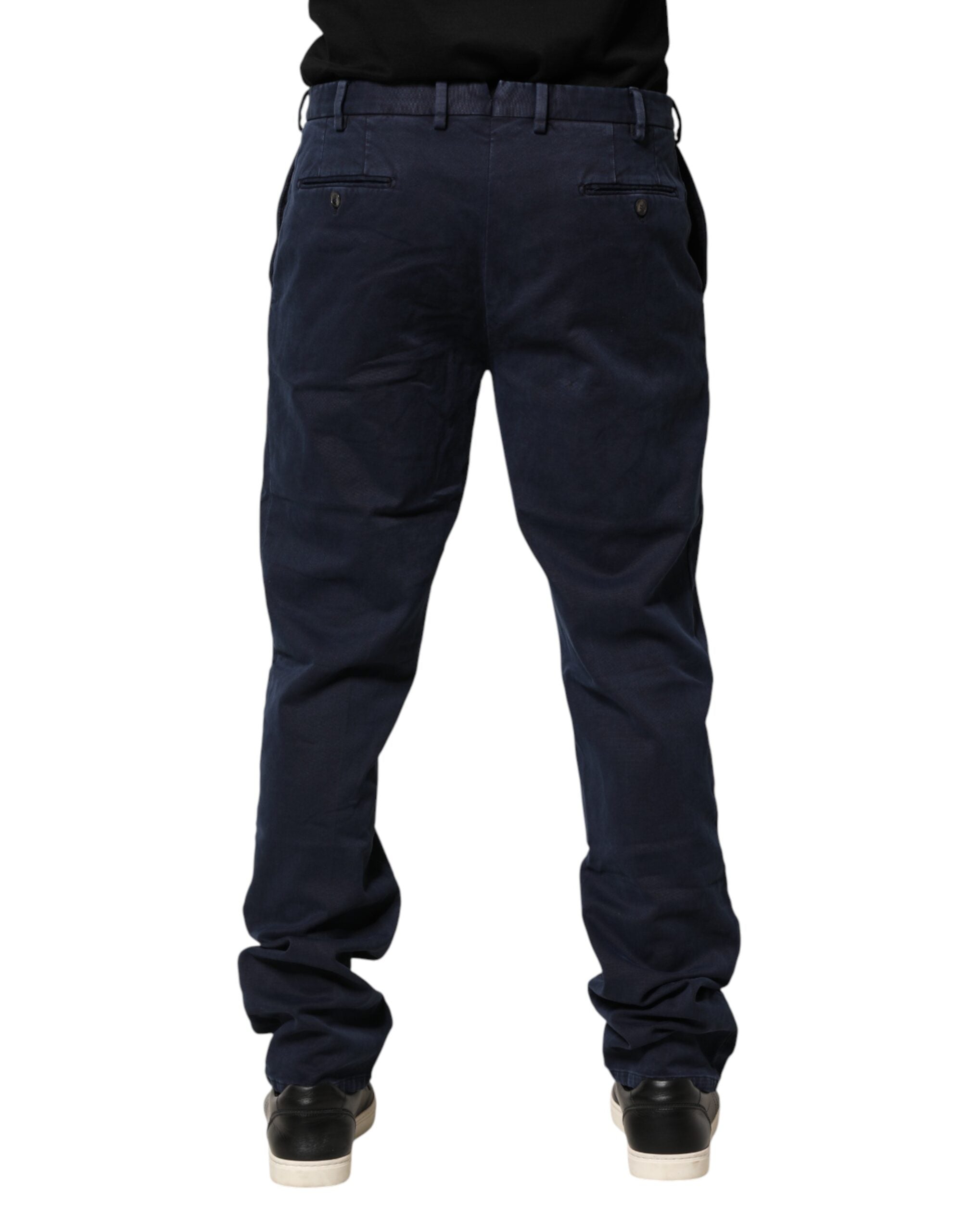 Santaniello Dark Blue Mid Waist Skinny Chino Trouser Pants Santaniello
