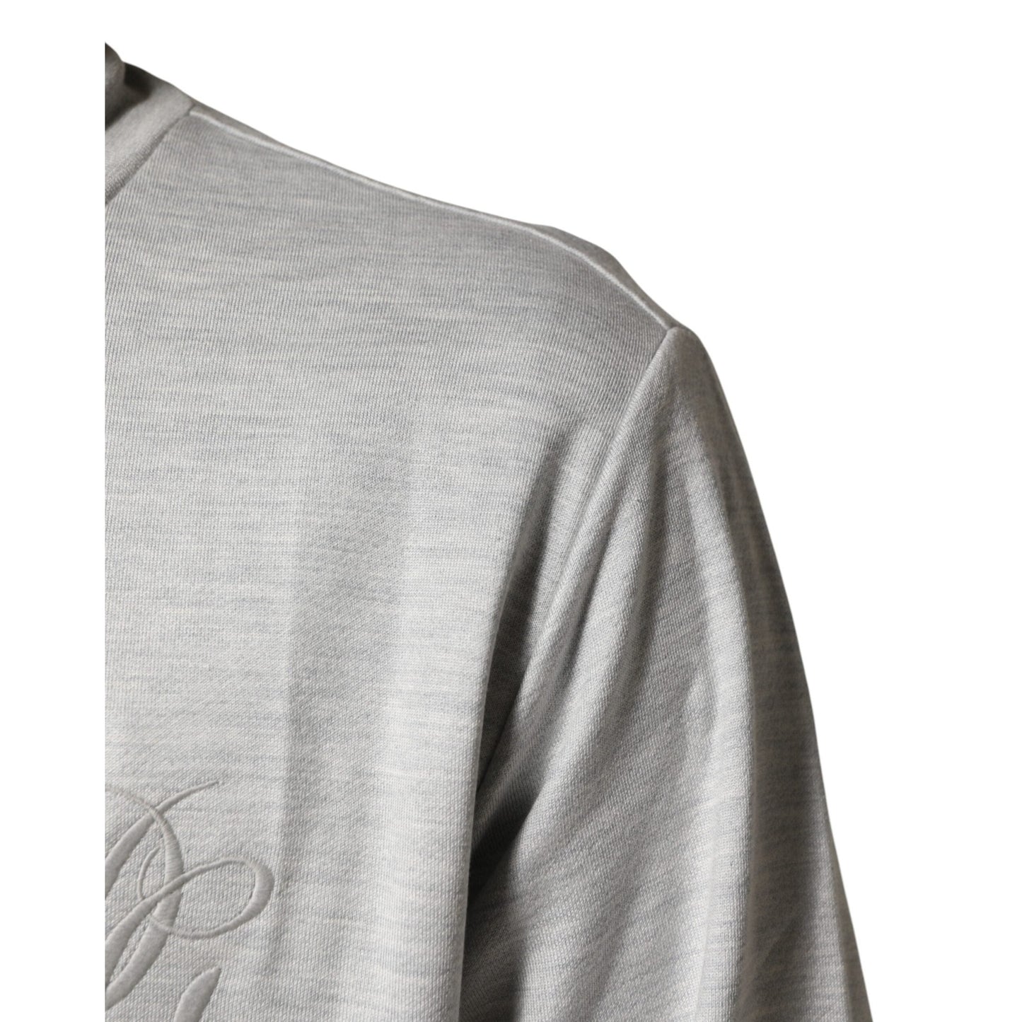 Dolce & Gabbana Light Gray Cotton Zipped Cardigan Sweater Dolce & Gabbana