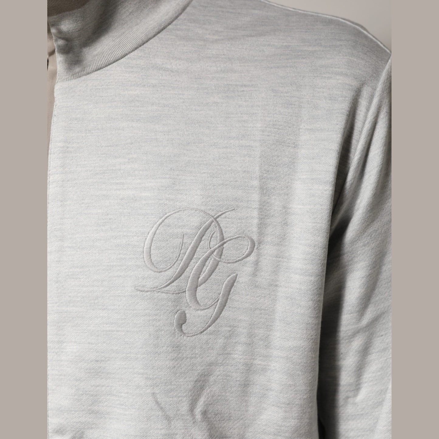 Dolce & Gabbana Light Gray Cotton Zipped Cardigan Sweater Dolce & Gabbana