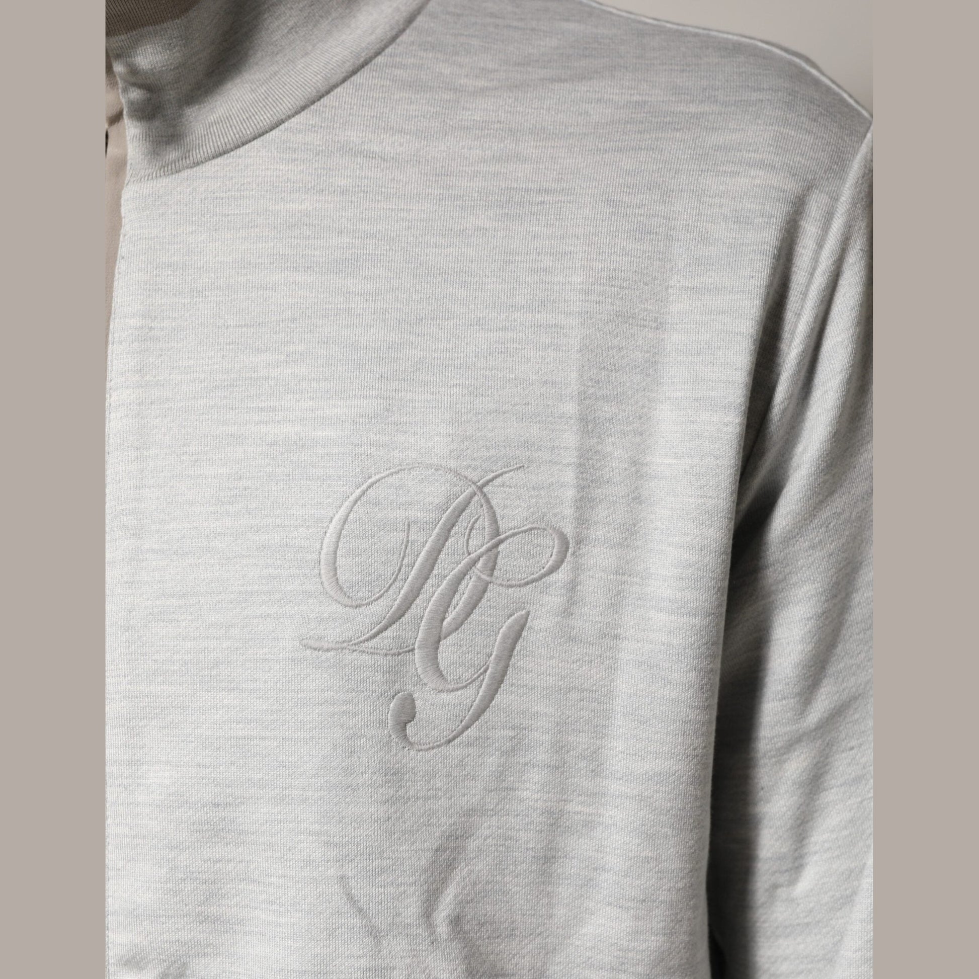 Dolce & Gabbana Light Gray Cotton Zipped Cardigan Sweater Dolce & Gabbana