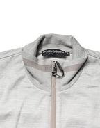 Dolce & Gabbana Light Gray Cotton Zipped Cardigan Sweater
