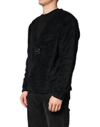 Dolce & Gabbana Black Cotton V-Neck Men Sweatshirt Sweater - Eljoys Fashion 