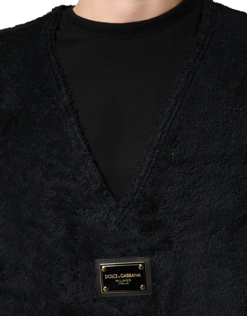 Dolce & Gabbana Black Cotton V-Neck Men Sweatshirt Sweater - Eljoys Fashion 