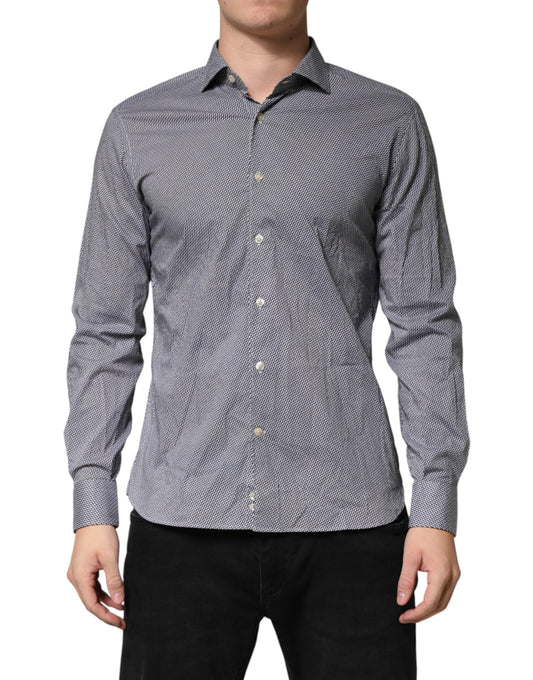 Domenico Tagliente Gray Patterned Long Sleeves Dress Shirt Domenico Tagliente