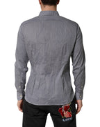 Domenico Tagliente Gray Patterned Long Sleeves Dress Shirt