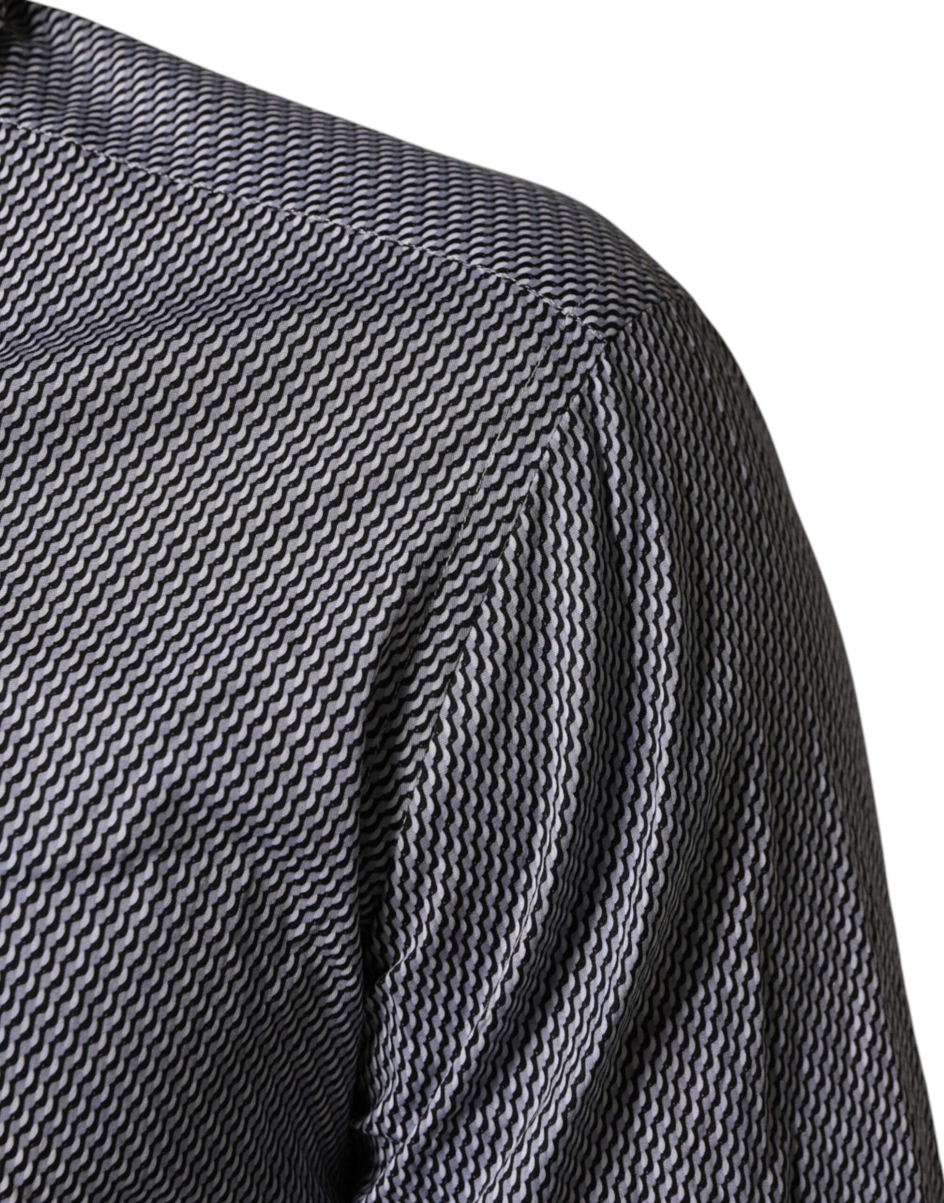 Domenico Tagliente Gray Patterned Long Sleeves Dress Shirt Domenico Tagliente