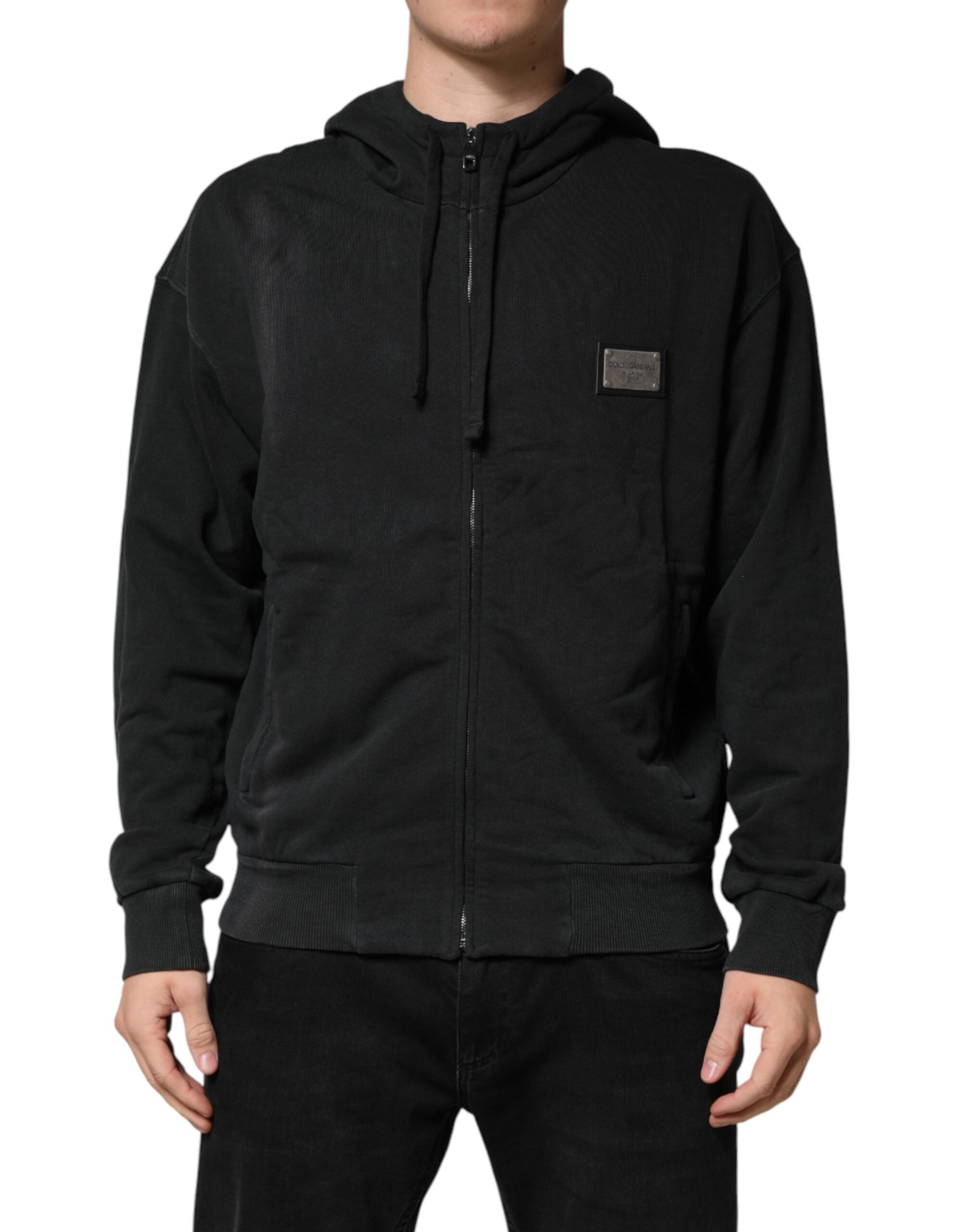 Dolce & Gabbana Black Full Zip Hooded Men Sweatshirt Sweater Dolce & Gabbana
