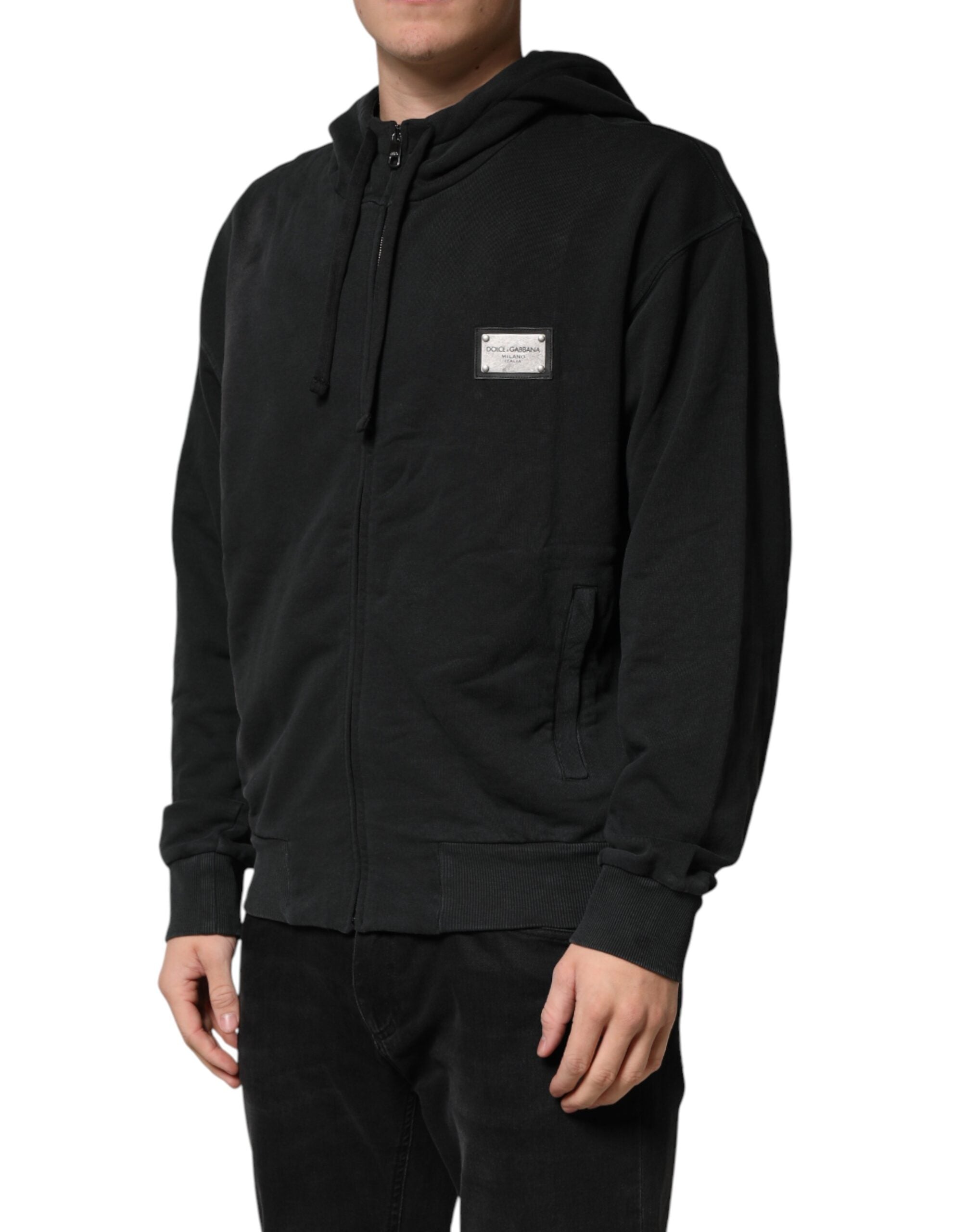 Dolce & Gabbana Black Full Zip Hooded Men Sweatshirt Sweater Dolce & Gabbana