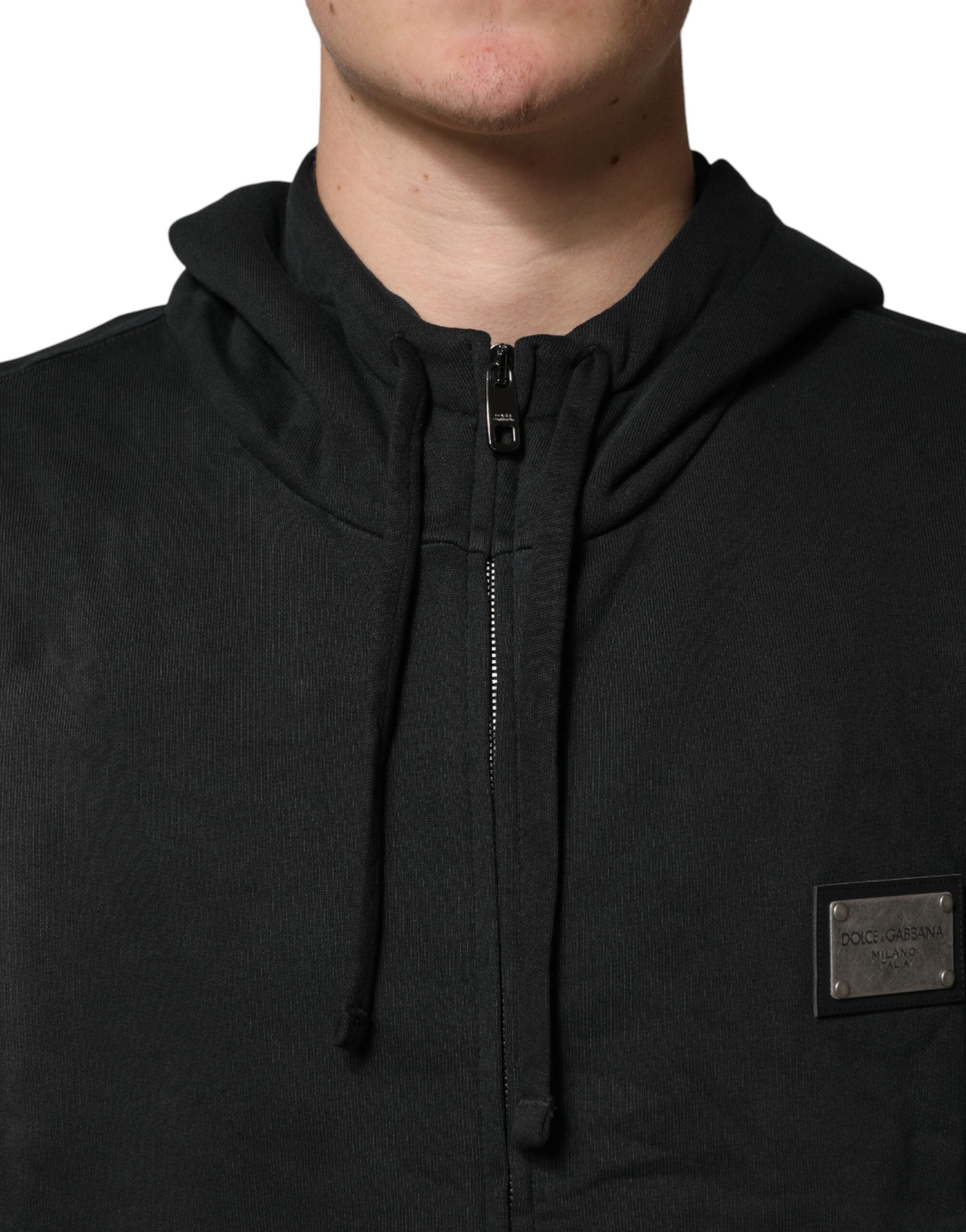 Dolce & Gabbana Black Full Zip Hooded Men Sweatshirt Sweater Dolce & Gabbana