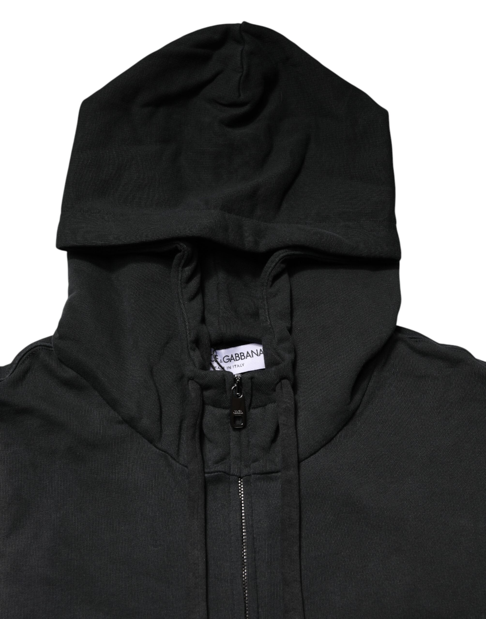 Dolce & Gabbana Black Full Zip Hooded Men Sweatshirt Sweater Dolce & Gabbana