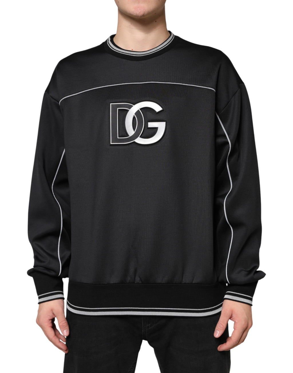 Dolce & Gabbana Black DG Logo Crew Neck Sweatshirt Sweater - Eljoys Fashion 