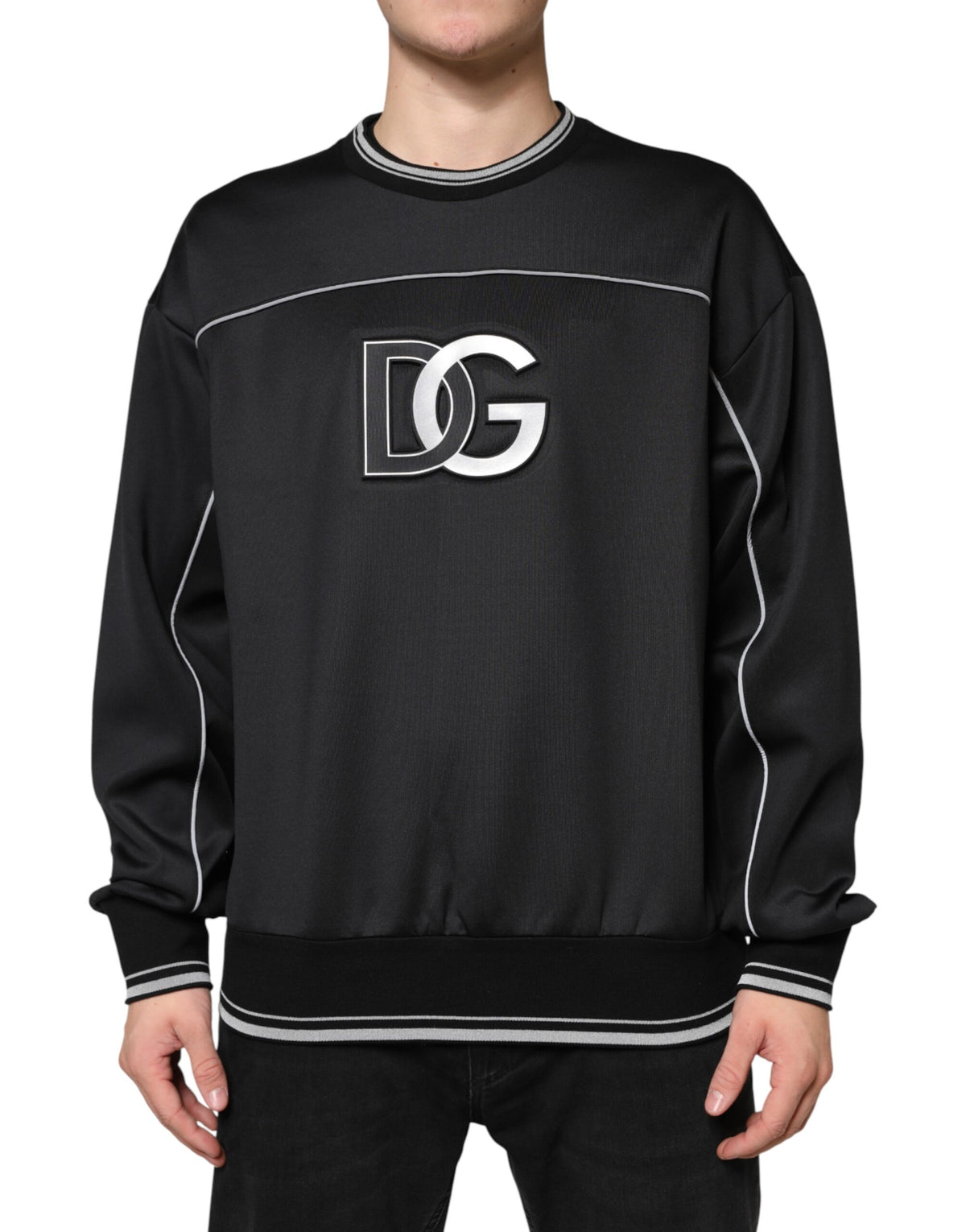 Dolce & Gabbana Black DG Logo Crew Neck Sweatshirt Sweater - Eljoys Fashion 