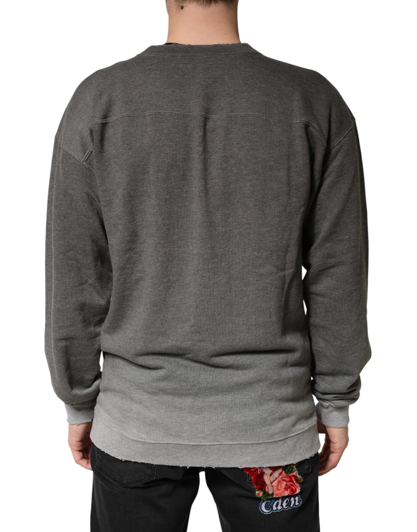 Dolce & Gabbana Gray Cotton Crew Neck Men Sweatshirt Sweater Dolce & Gabbana