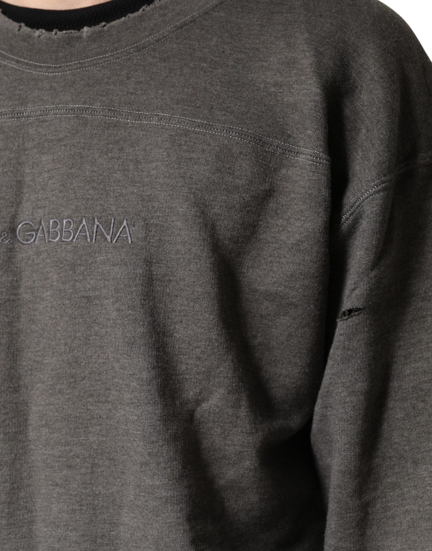 Dolce & Gabbana Gray Cotton Crew Neck Men Sweatshirt Sweater Dolce & Gabbana