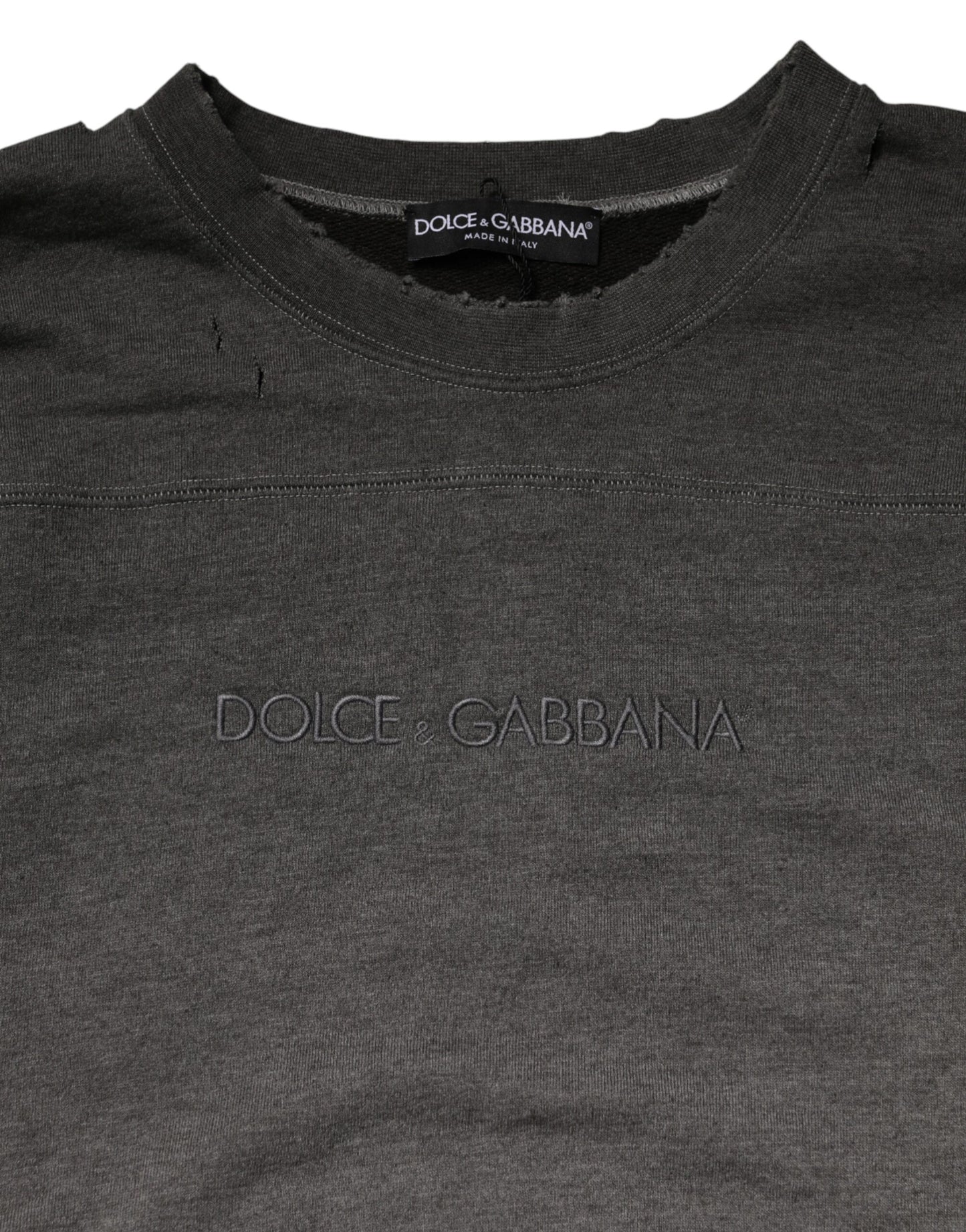 Dolce & Gabbana Gray Cotton Crew Neck Men Sweatshirt Sweater Dolce & Gabbana