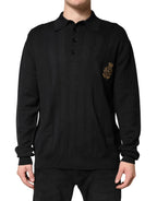 Dolce & Gabbana Black Crest Long Sleeve Men Pullover Sweater