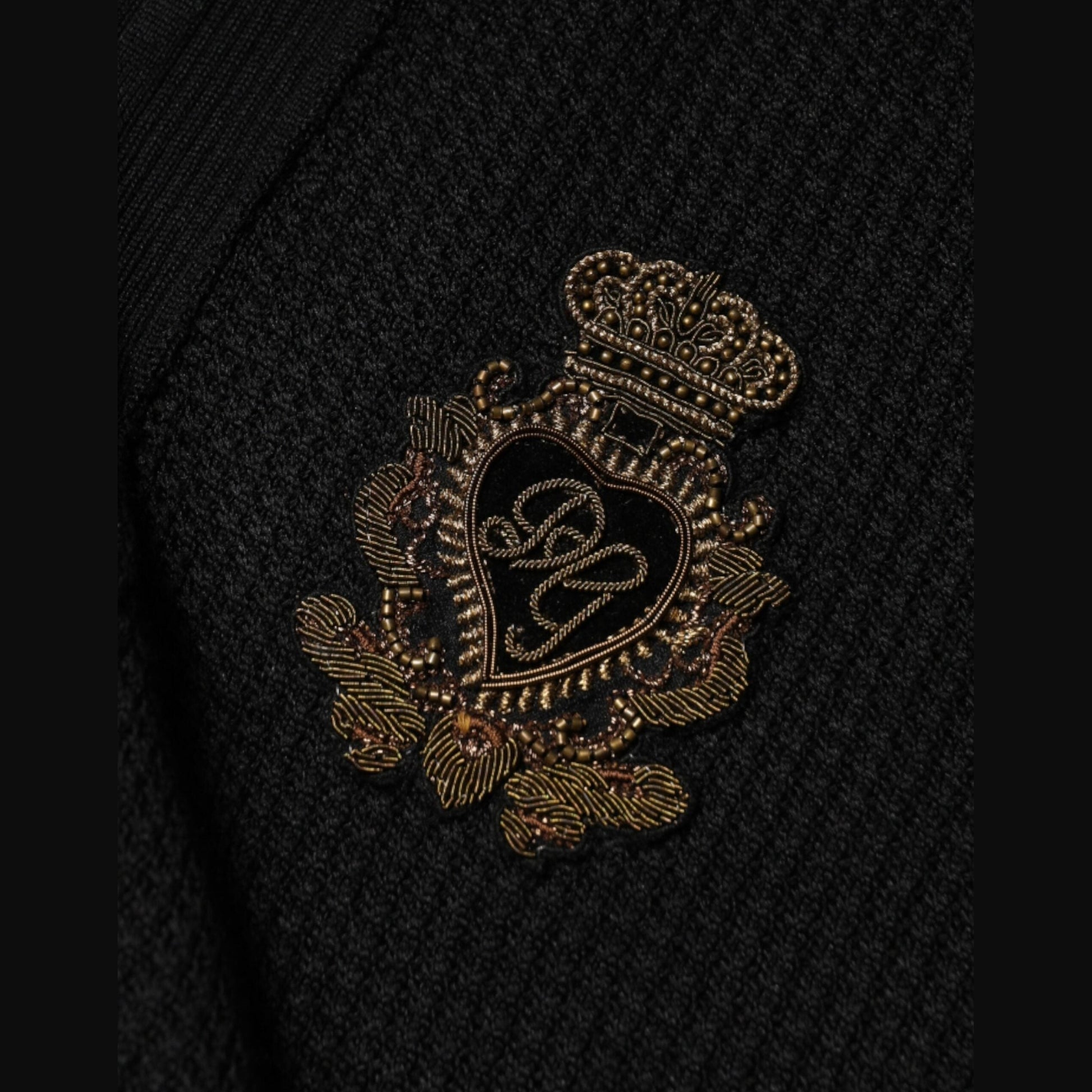 Dolce & Gabbana Black Crest Long Sleeve Men Pullover Sweater Dolce & Gabbana
