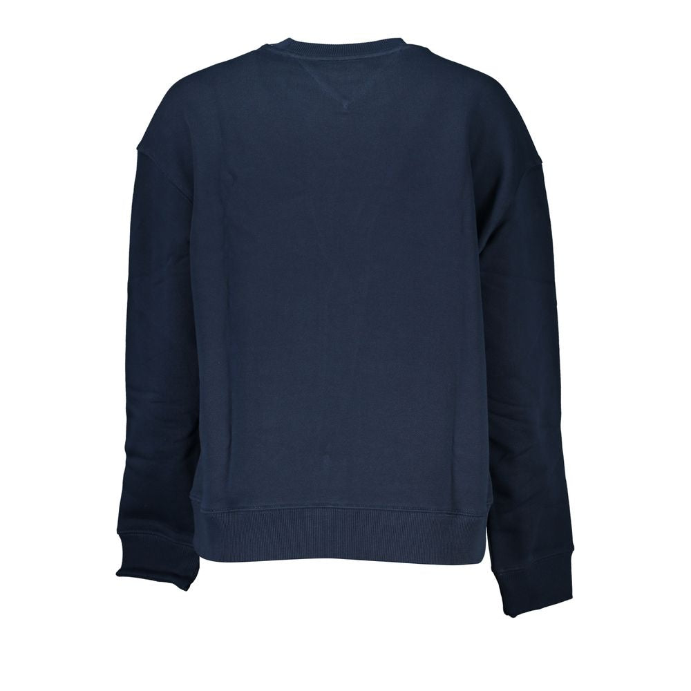 Blue cotton women's sweatshirt by Tommy Hilfiger with a relaxed fit and brand logo on the front.
