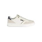 White Gas polyester men's sneaker with breathable fabric and stylish design, featuring a sporty look and casual comfort.