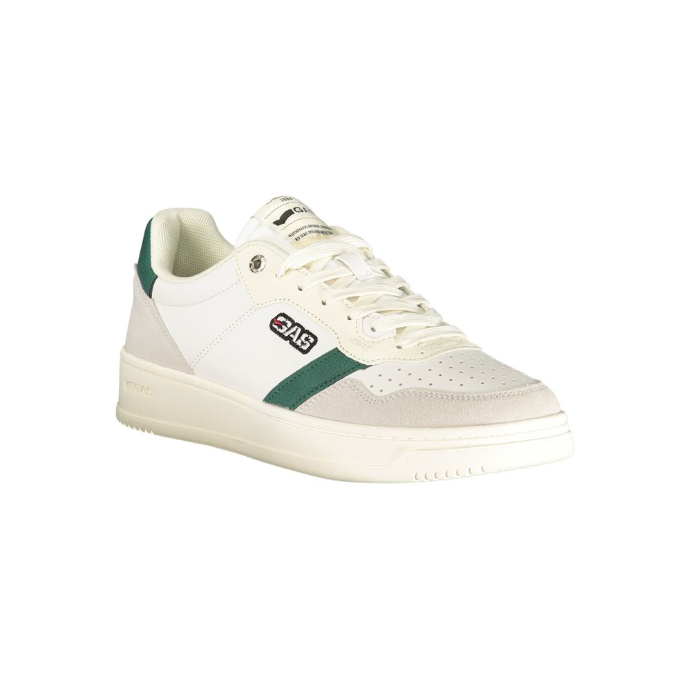 Black polyester men's Gas sneakers with sleek design and sporty style, featuring lace-up closure and rubber sole.