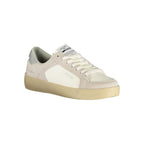 White Gas polyurethane women's sneaker with sporty design and lace-up closure, featuring a cushioned sole and stylish look.