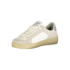 White Gas polyurethane women’s sneakers with a sleek design and lace-up closure, featuring a comfortable athletic sole.