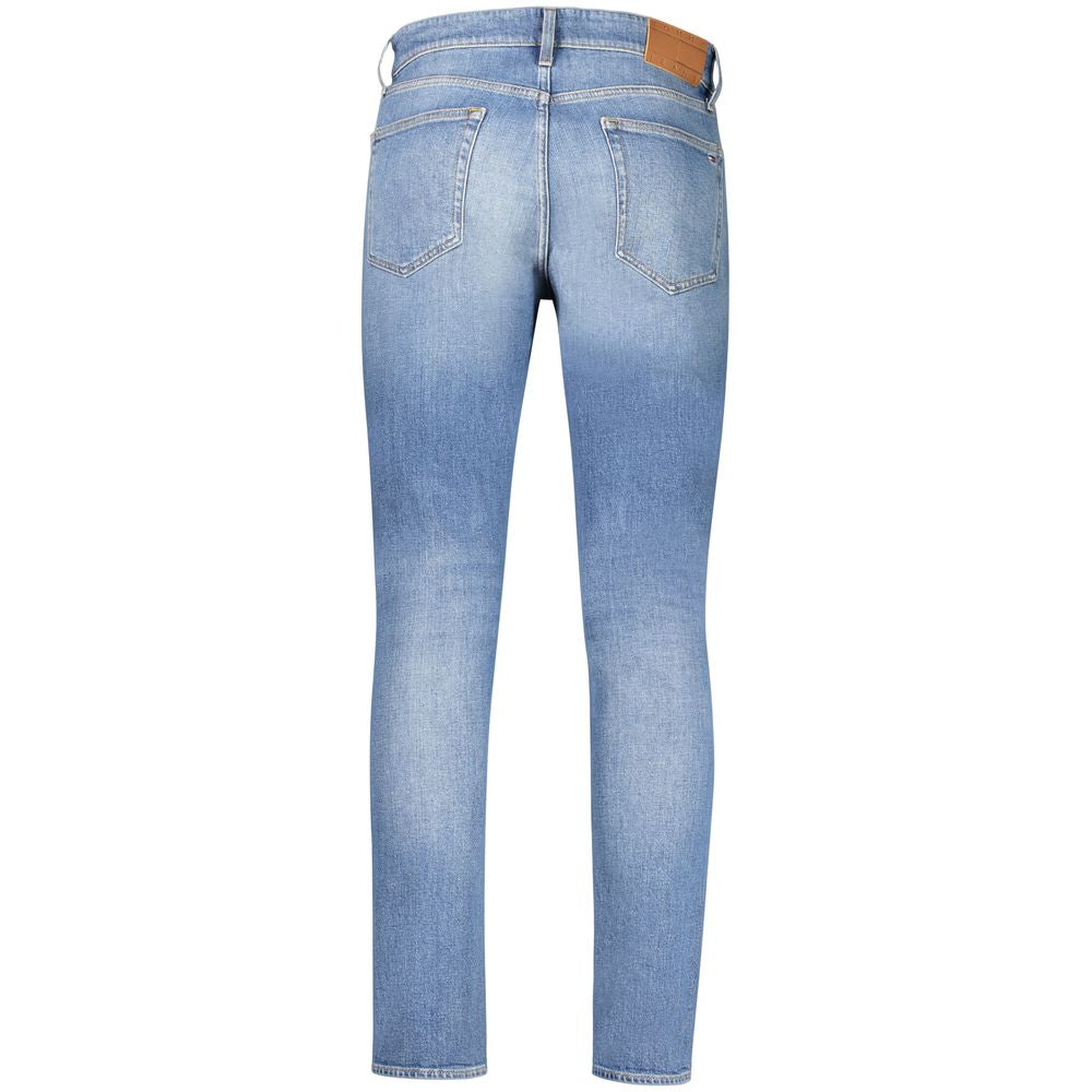 Tommy Hilfiger men's blue cotton jeans with classic five-pocket design and straight fit.