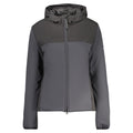 North Sails black women's polyester jacket with hood, front zipper, and side pockets for a sleek, functional outdoor look.