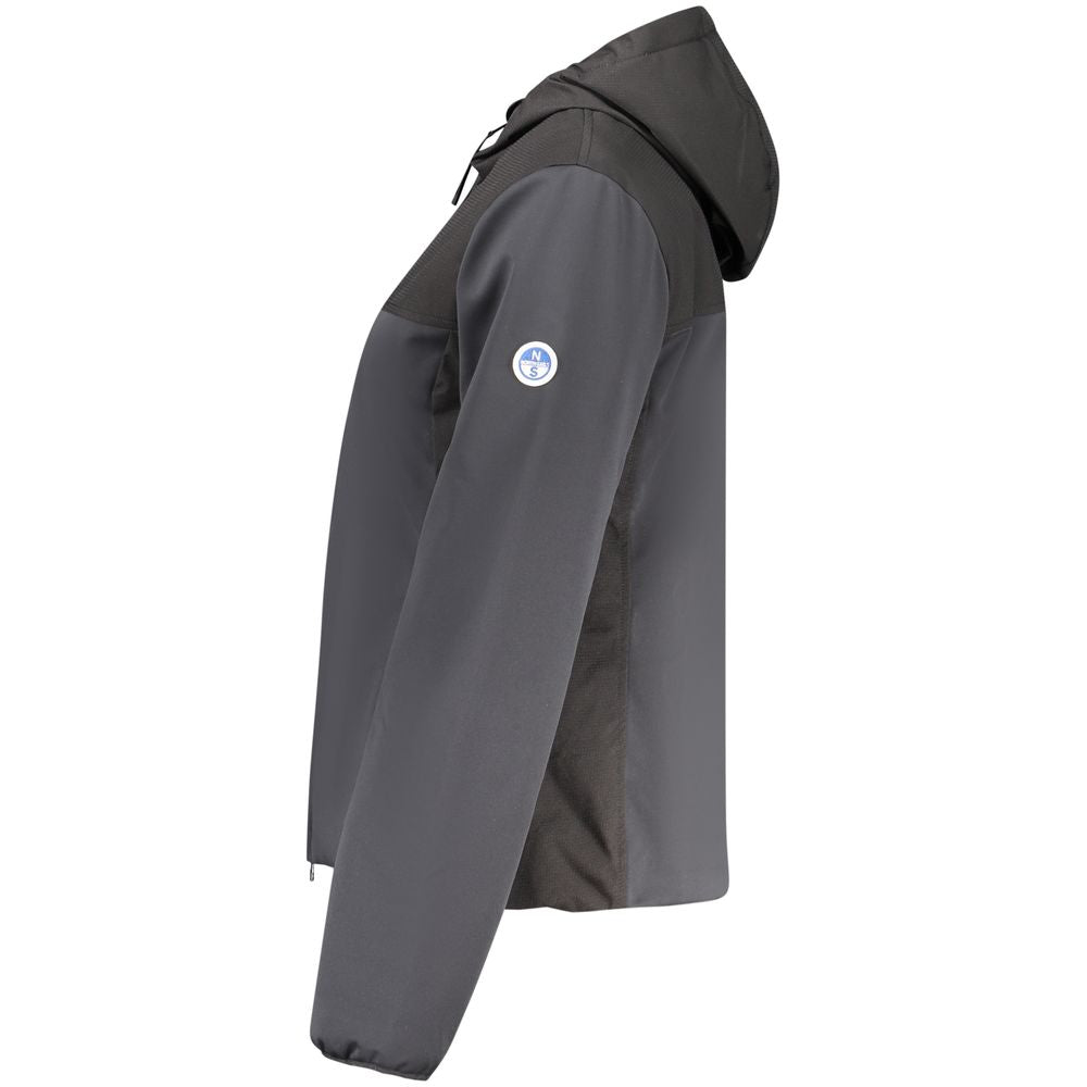 Black North Sails women's polyester jacket with a sleek design and front zipper, suitable for casual and outdoor wear.