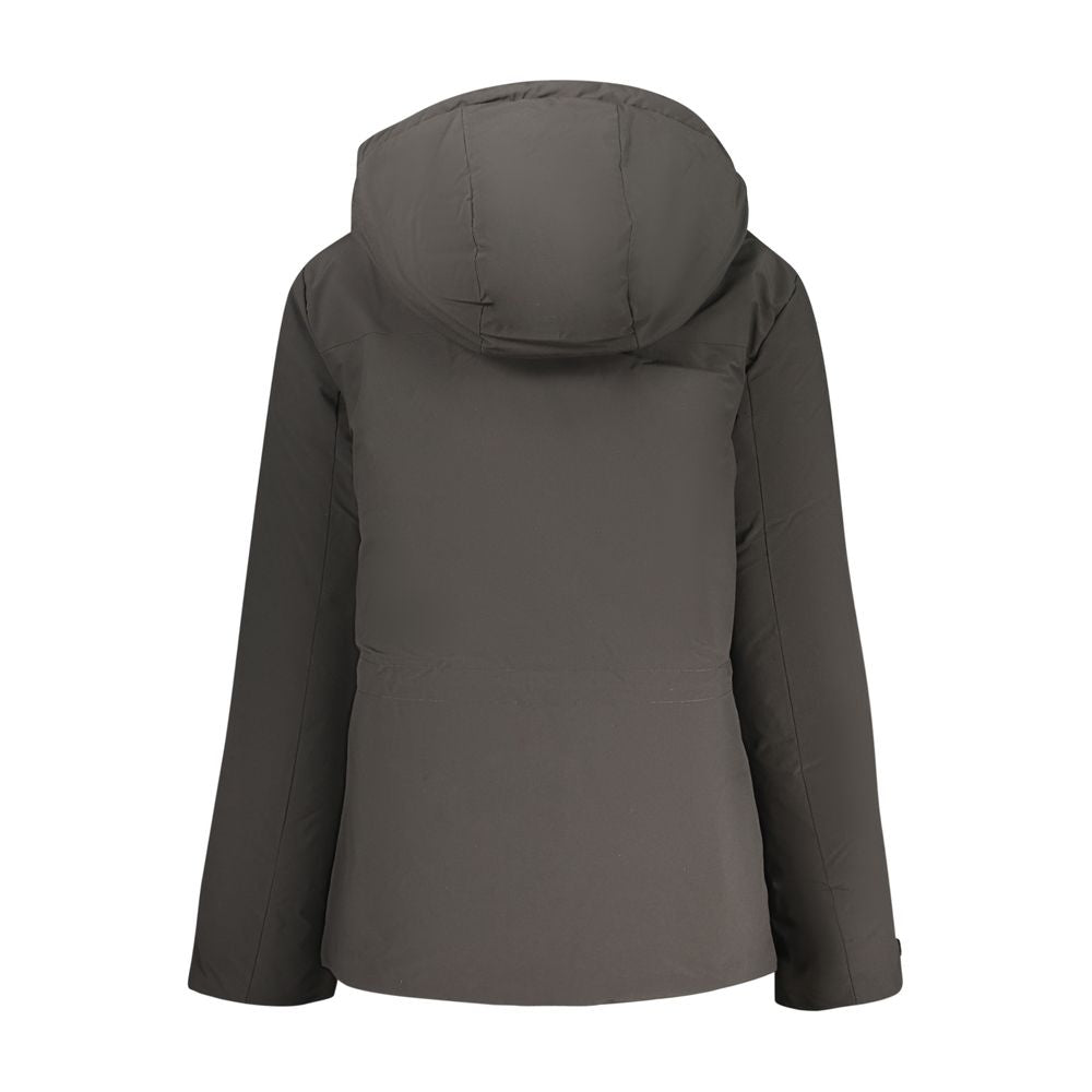 Black North Sails polyester women's jacket with a sleek design and front zipper, ideal for casual outdoor wear.
