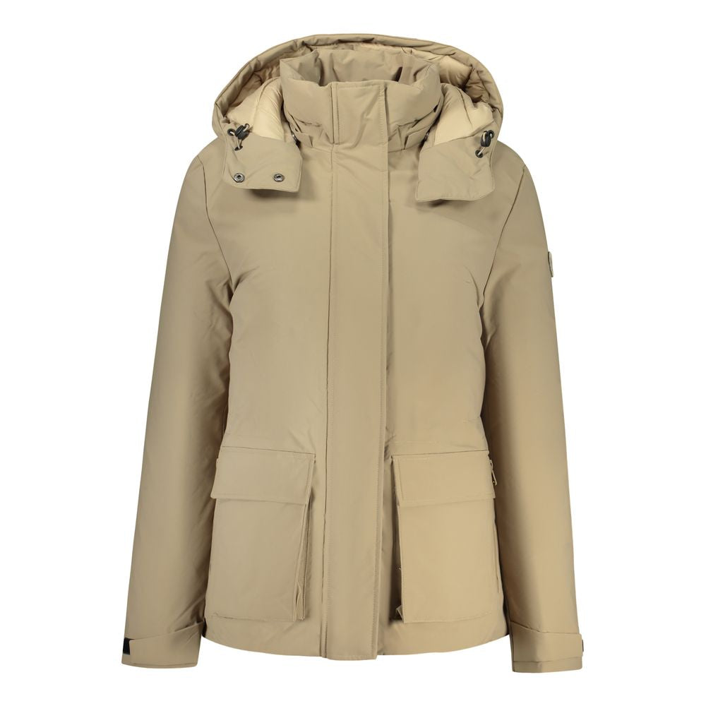 North Sails Marrone polyester women's jacket with a hood, featuring a sleek design and functional details.