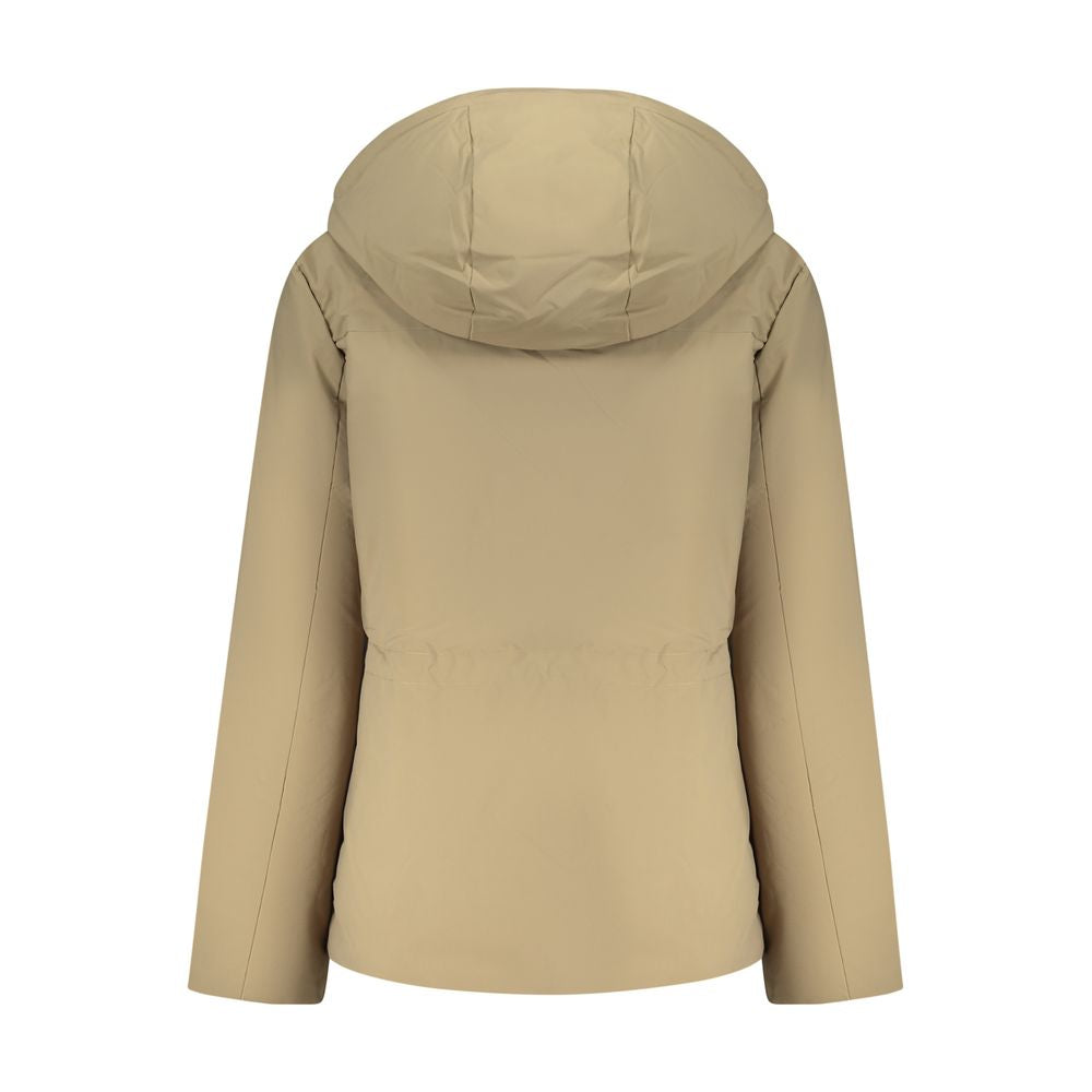 North Sails Marrone polyester women's jacket with a hood, featuring a sleek design and practical pockets.