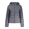 North Sails Grigio polyester women's jacket displayed on a hanger, featuring a sleek design and lightweight fabric.