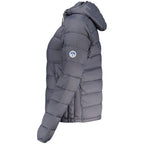 North Sails Grigio polyester women's jacket displayed on a hanger, showcasing its sleek design and lightweight fabric.