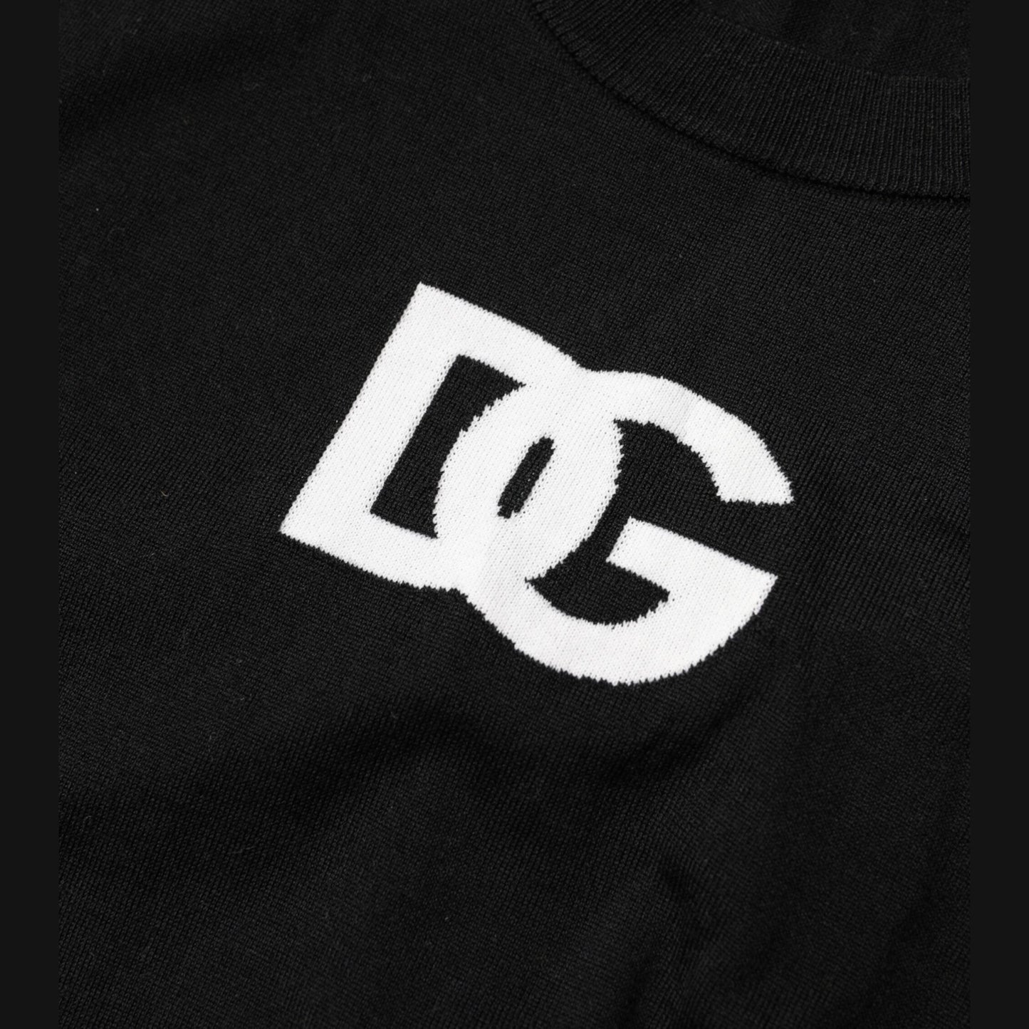 Dolce & Gabbana Black Wool DG Crew Neck Men Pullover Sweater Dolce & Gabbana