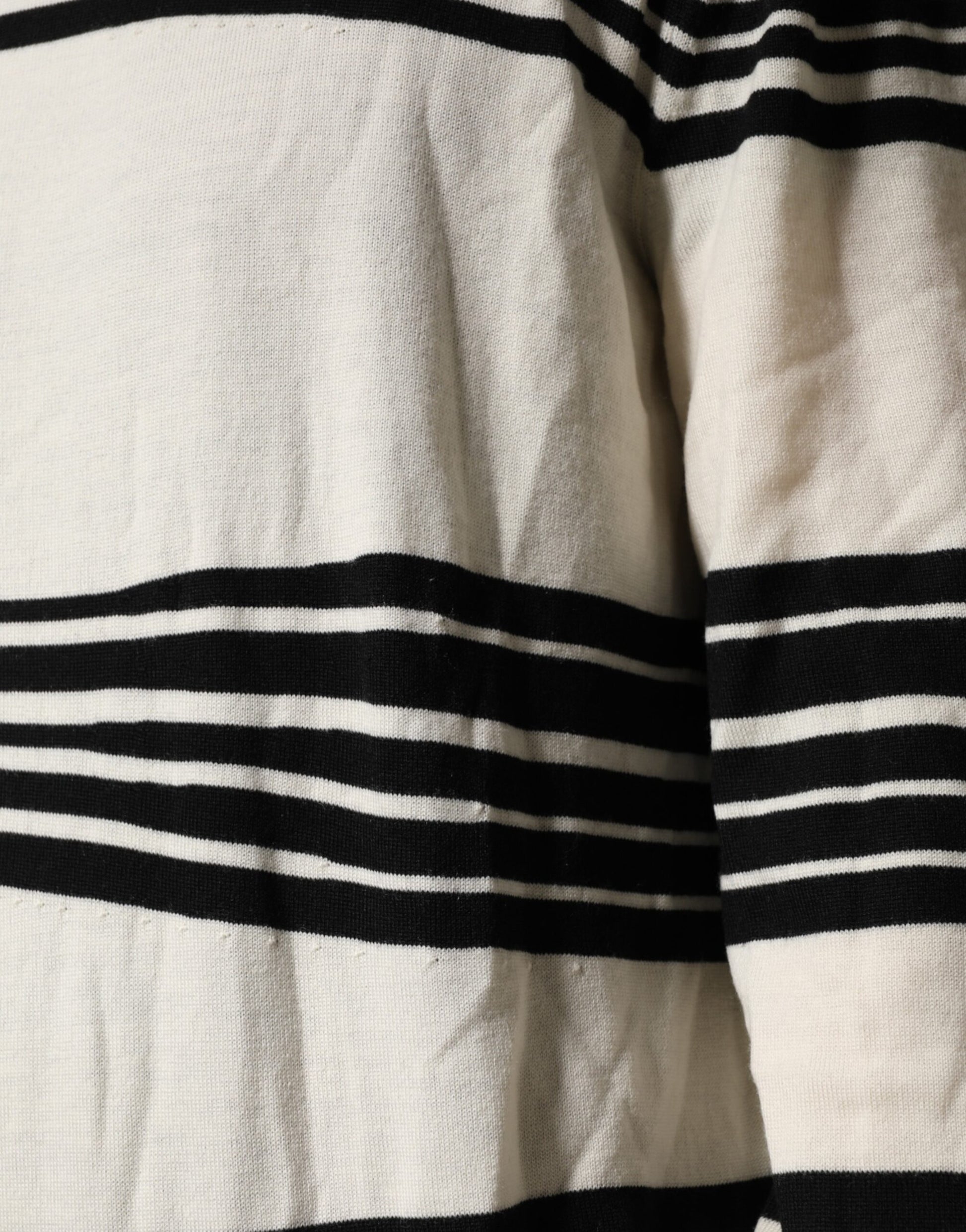 Dolce & Gabbana Black White Stripe CrewNeck Pullover Sweater Dolce & Gabbana